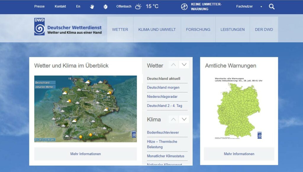 DWD - Deutscher Wetterdienst - Aktuelle Wetterkarten!