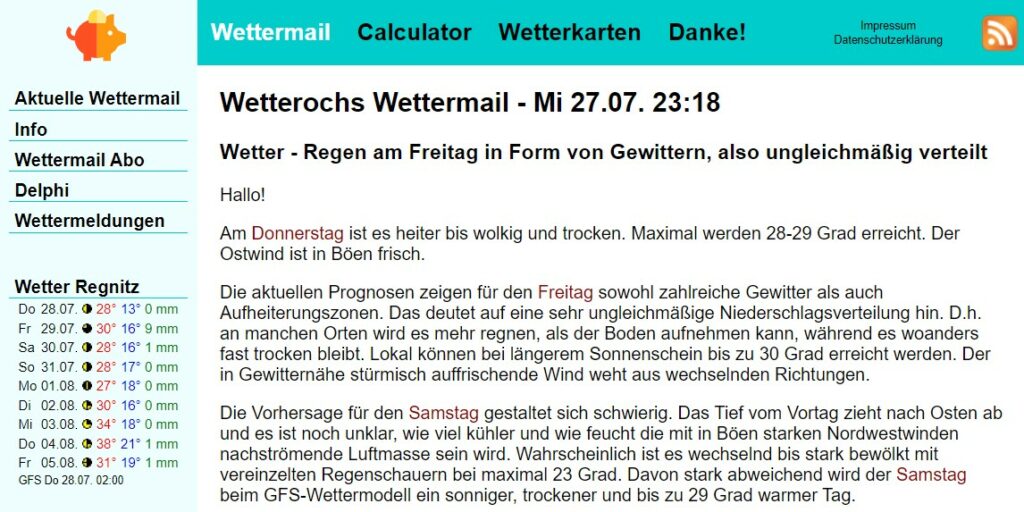 Wetterochs - Die aktuelle Wettermail!